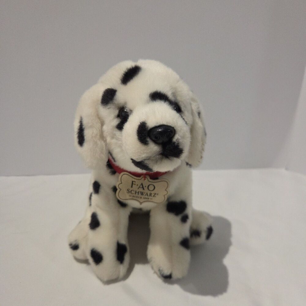 FAO Schwarz Realistic Dalmatian Puppy Plush Toy Adopt A Pet Polyester 10" Inch